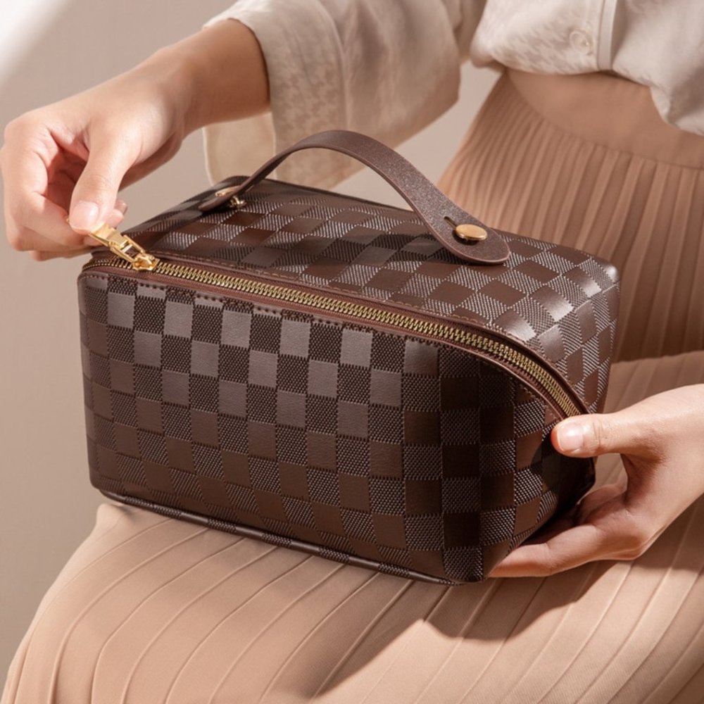 Brown Checkered Bag